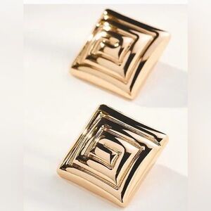 Anthropologie Gold Geometric Pyramid Earrings